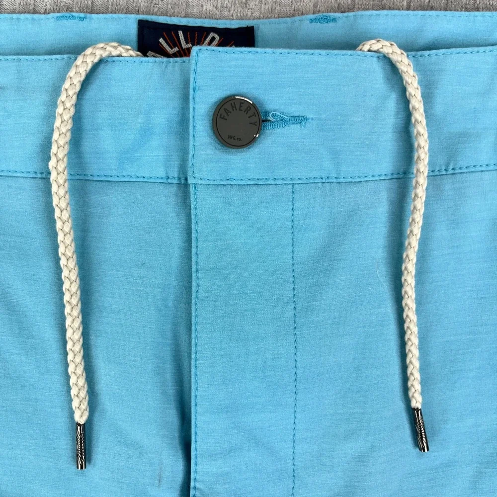 Faherty All Day Shorts Men 42 Fits 40 Blue drawstring Stretch Hybrid Performance